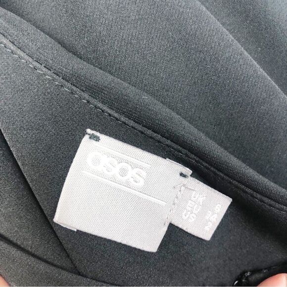 ASOS | Black Asymmetrical One Ruffle Shoulder Skinny Jumpsuit Women’s Size 2 - Picture 8 of 9